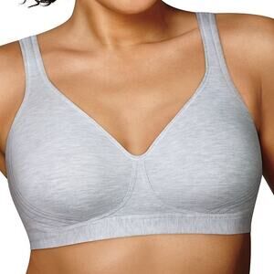 Playtex 18 Hour Cotton Stretch Lift & Support Wirefree Bra, Grey, Cotton – 36B